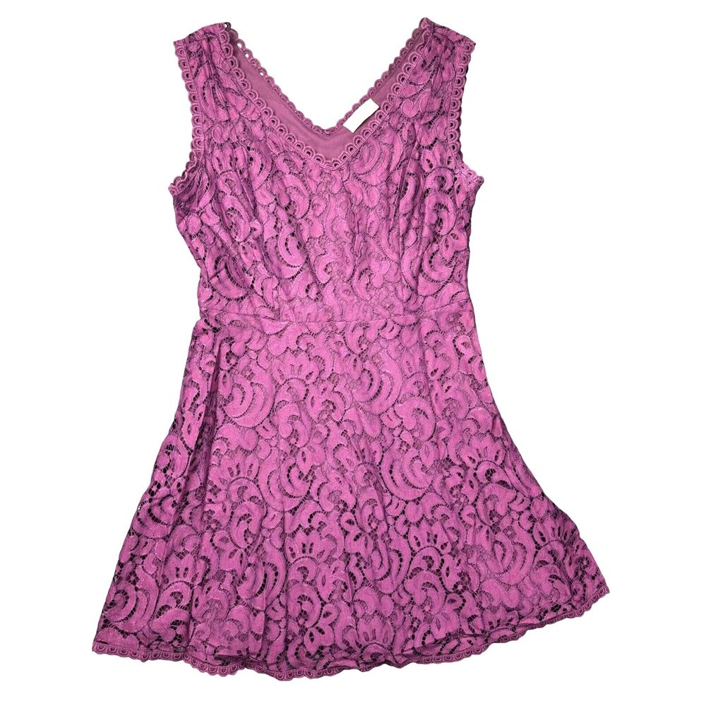 Altar’d State Dress Women's Medium Purple Lace V-Neck Lined Sleeveless Overlay